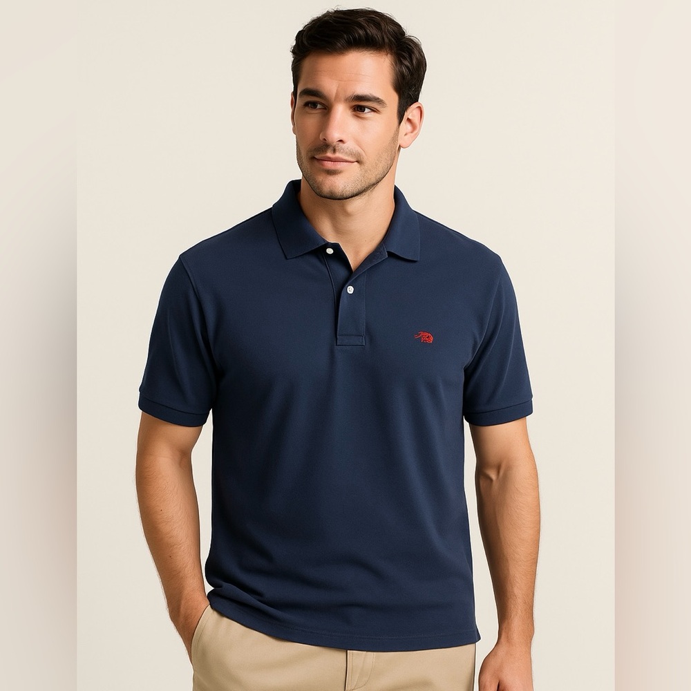 Perlis Crawfish Peruvian Pima Cotton Men’s Polo – Navy Blue. Like new. Size M